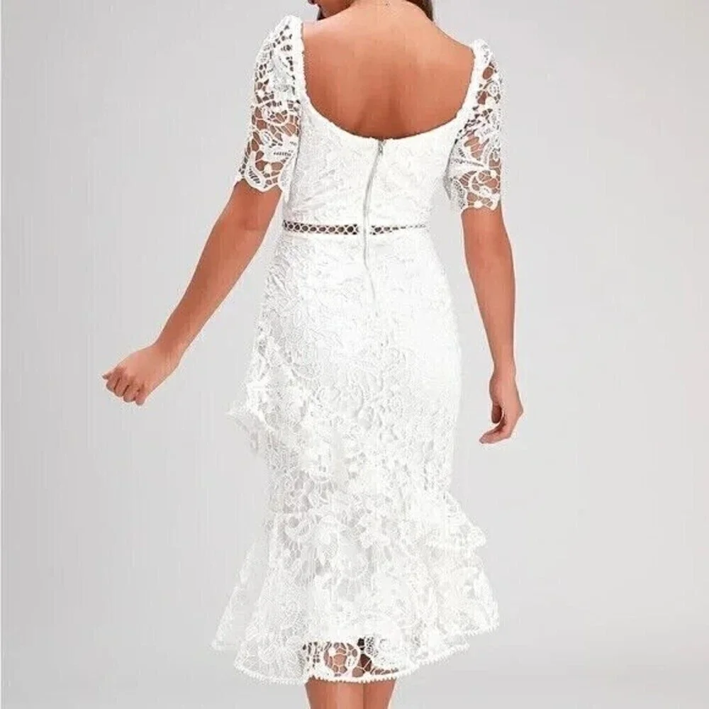 NWT Lulus Briarwood Lace Ruffled Midi Dress Size Small